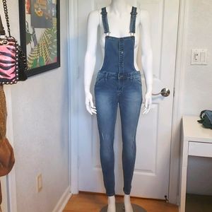 Forever21 denim medium wash overalls